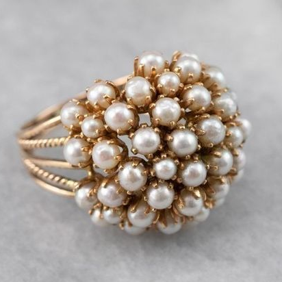 Bague double en perle vintage