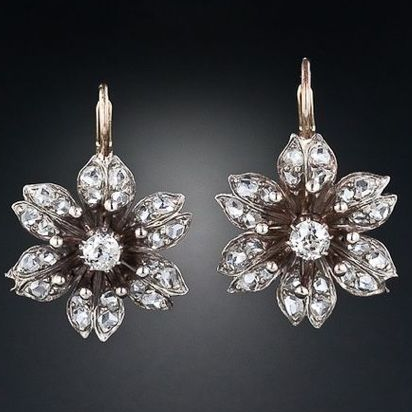Boucles d'Oreilles Fleur de Cristal Vintage