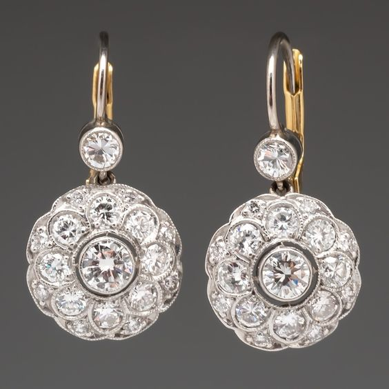 Boucles d'oreilles mandala en cristal arrondi vintage