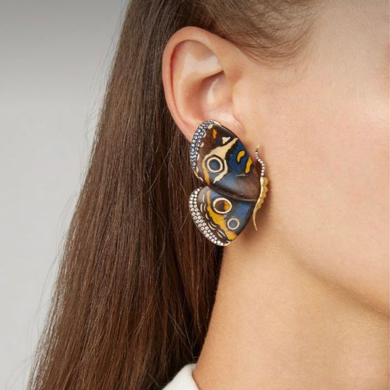 Boucles d'oreilles papillon peintes à la main vintage