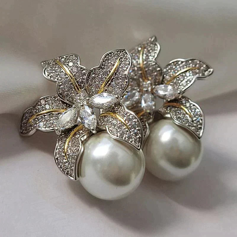 Boucles d'oreilles élégantes en fleur de perle