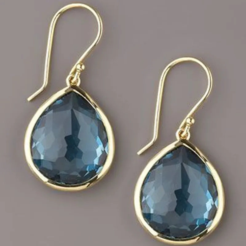 Boucles d'Oreilles de Goutte de Cristal Bleu Vintage