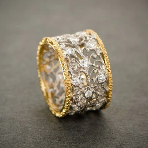 Bague en cristal et lierre doré vintage