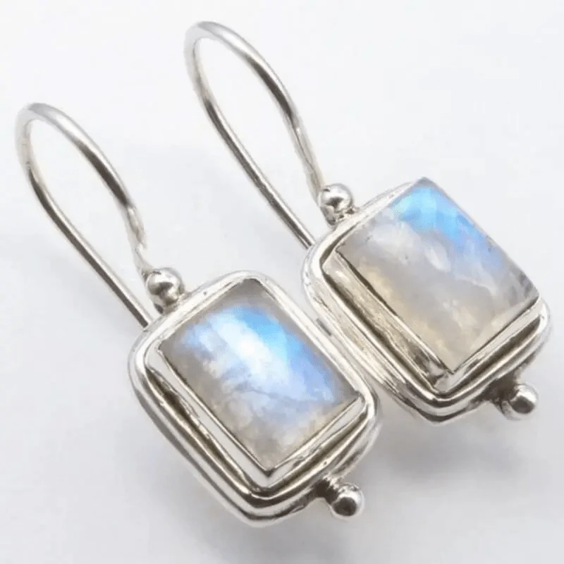Beatriz - Boucles d'oreilles vintage en pierre carrée avec pierre de lune