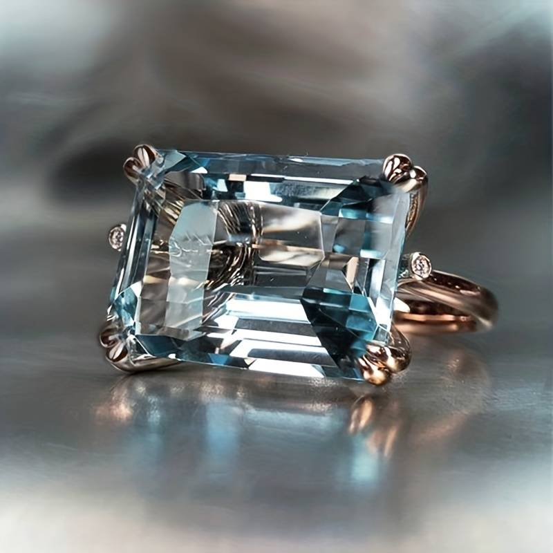 Bague double en cristal bleu vintage