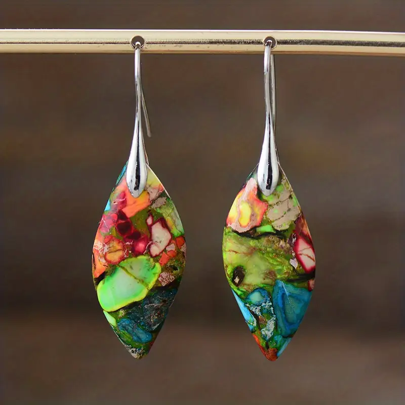Boucles d'oreilles en pierre naturelle colorées
