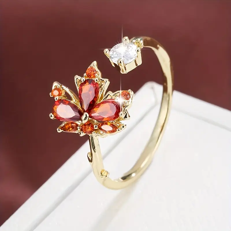 Bague feuille ouverte en cristal