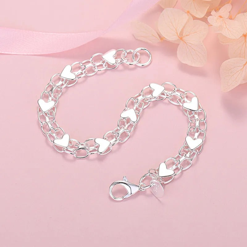 Bracelet chaîne et cœur en argent sterling plaqué