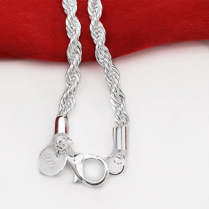 Bracelet corde tressée en argent sterling plaqué