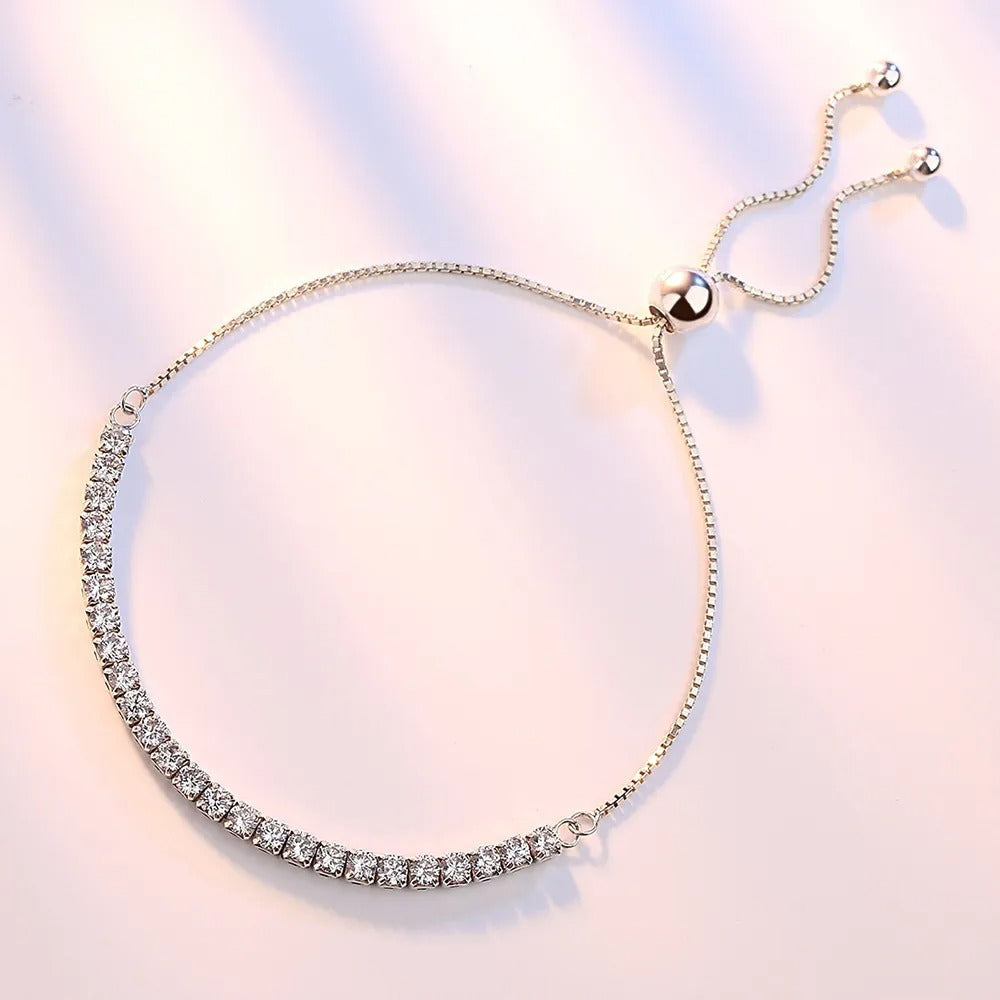 Beau bracelet en zircone cubique en argent sterling plaqué