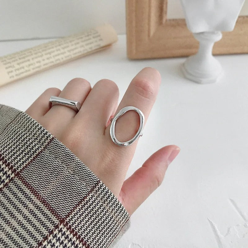 Bague sphère irrégulière réglable en argent sterling plaqué