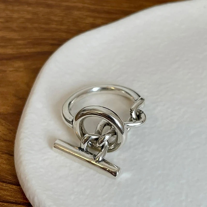 Bague Ajustable de Design d'Argent 925