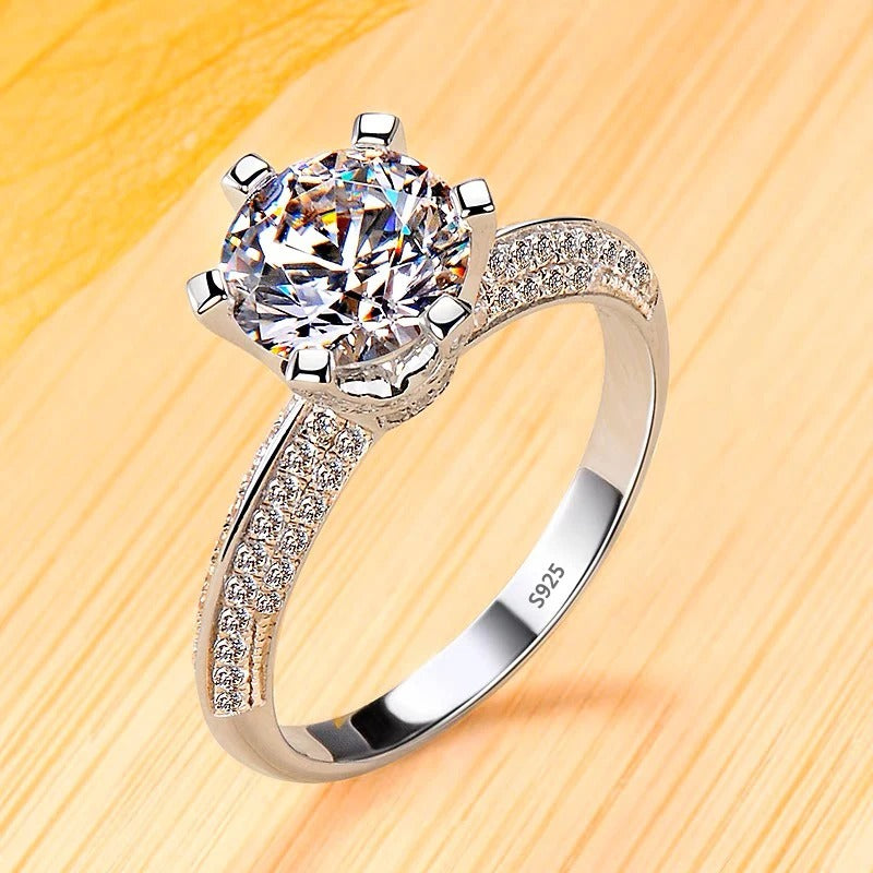 Bague noble réglable en zircone cubique en argent sterling plaqué