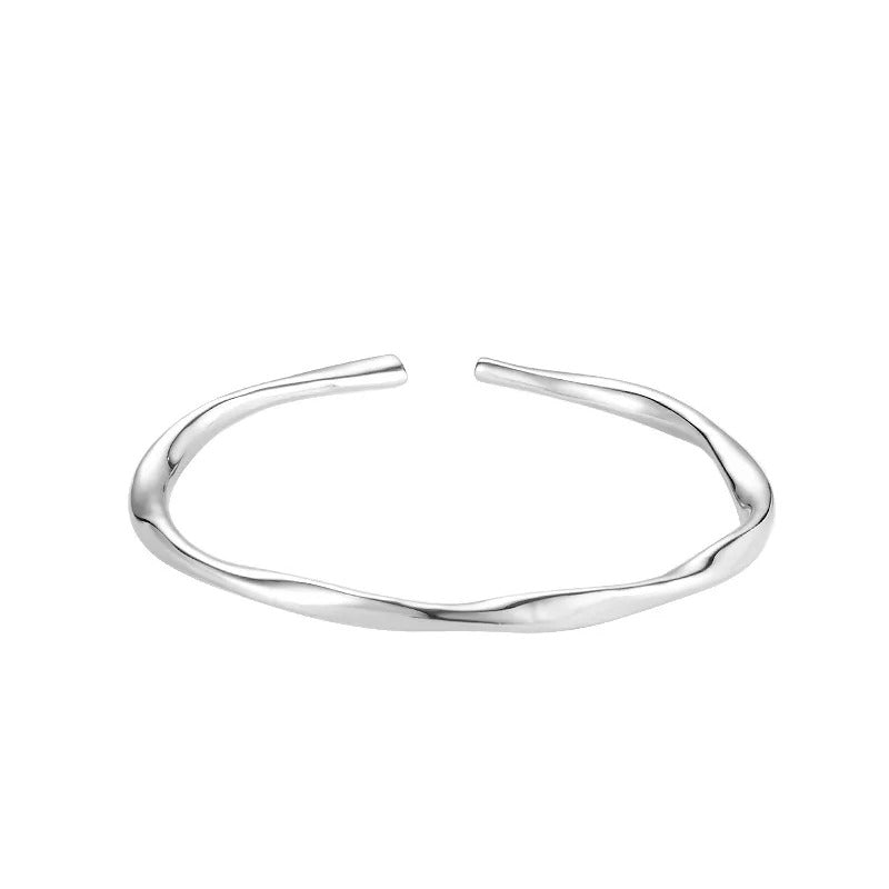 Bracelet épais en argent 925 réglable de forme irrégulière