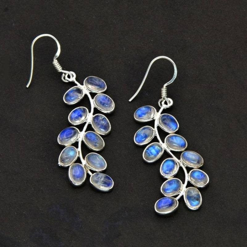 Boucles d'oreilles en agate bleue en argent sterling plaqué