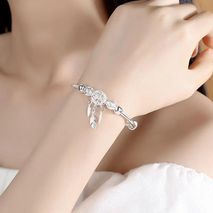 Bracelet attrape-rêves réglable en argent sterling plaqué