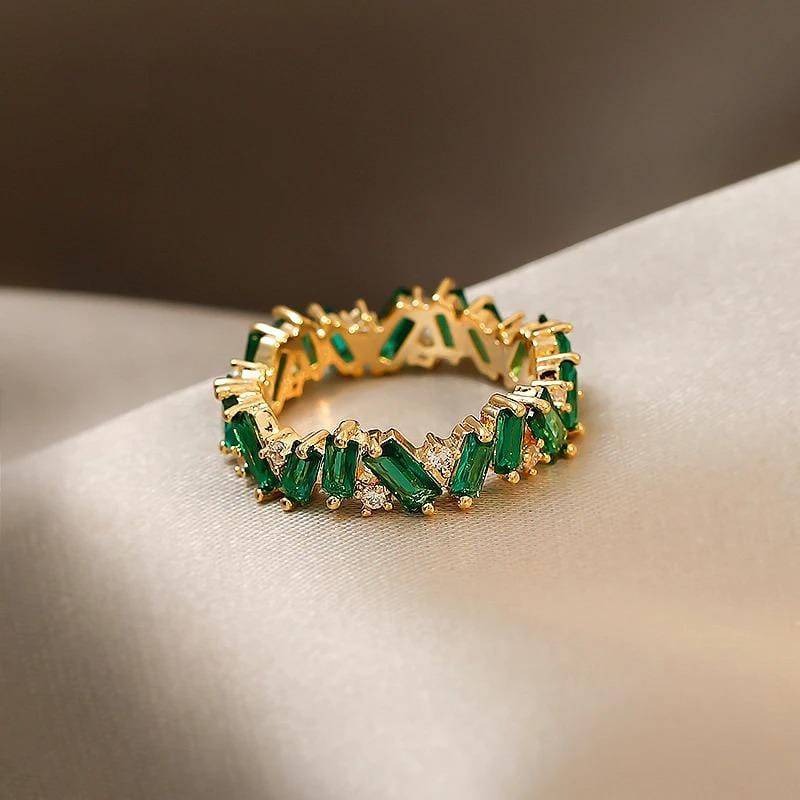 Bague bandeau émeraude bohémienne