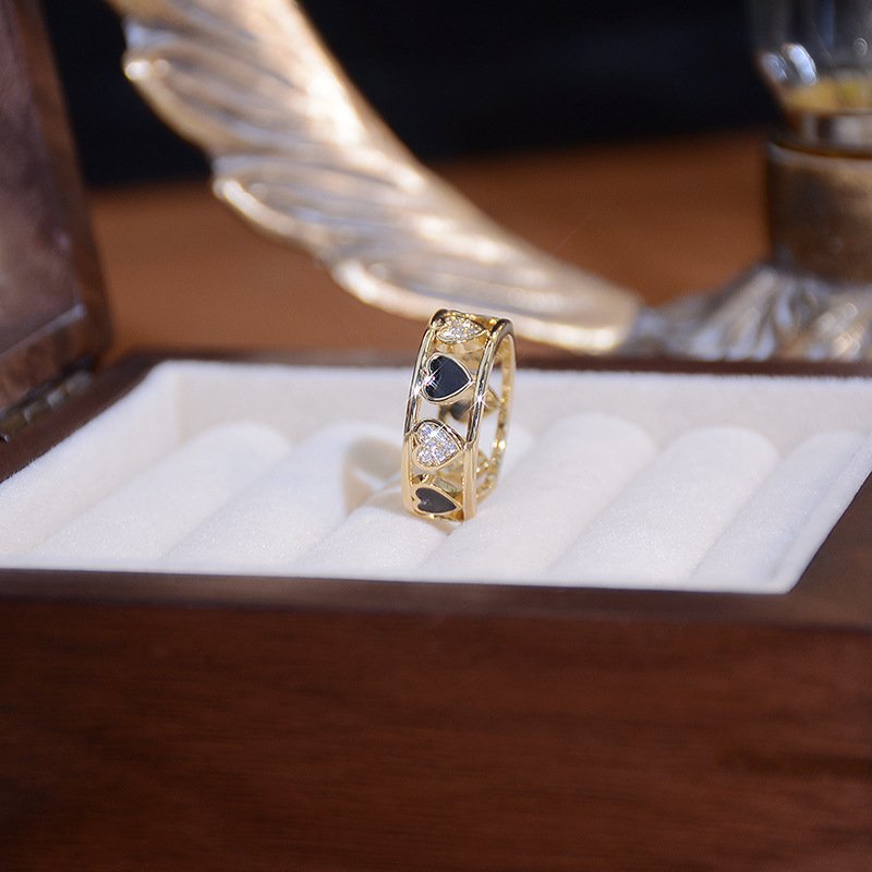 Bague Ouverte de Cœur avec Zircon Incrusté