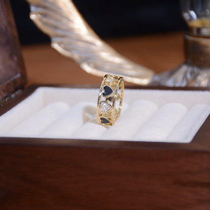 Bague Ouverte de Cœur avec Zircon Incrusté