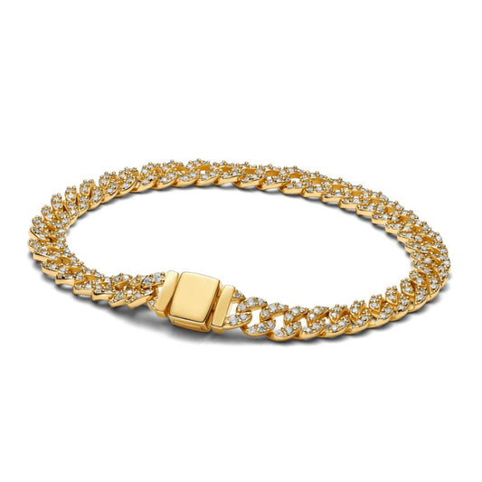 Bracelet Cubain Pavé | Doré