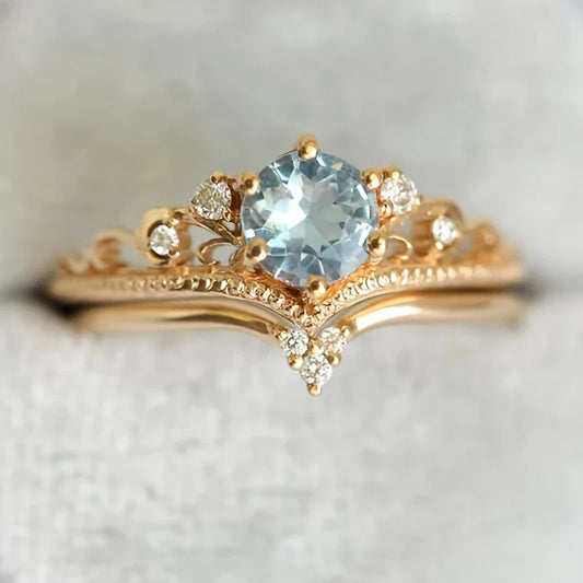 Bague Princesse Bleue en Or avec Zircon