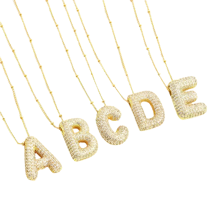 Set collier initiale en lettres bubble Doré