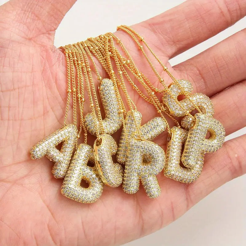 Set collier initiale en lettres bubble Doré