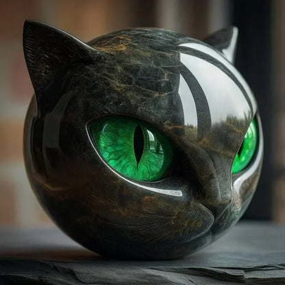 Nyxcharm - Sculpture Mystique Représentant Une Tête De Chat Noir