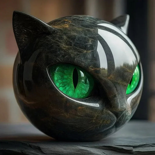Nyxcharm - Sculpture Mystique Représentant Une Tête De Chat Noir