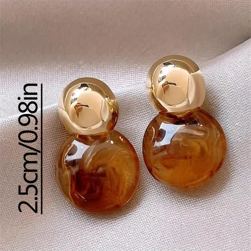 Boucles d'oreilles pendantes ambre Aurélie Dorées