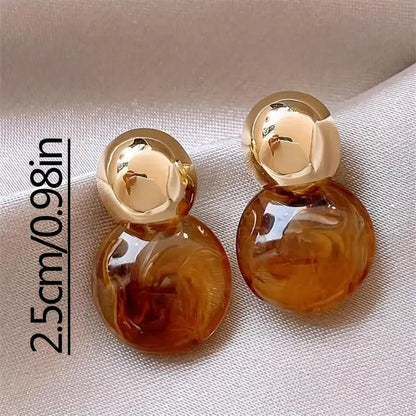 Boucles d'oreilles pendantes ambre Aurélie Dorées