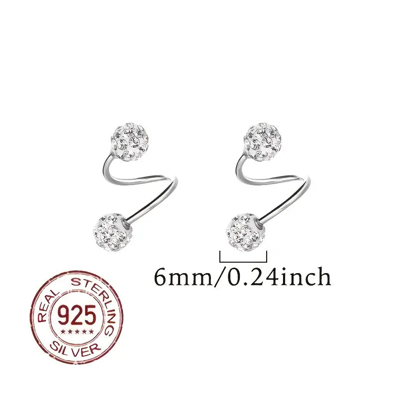 Boucles d'Oreilles Spirales à Double Tête Super Brillantes avec Zircon
