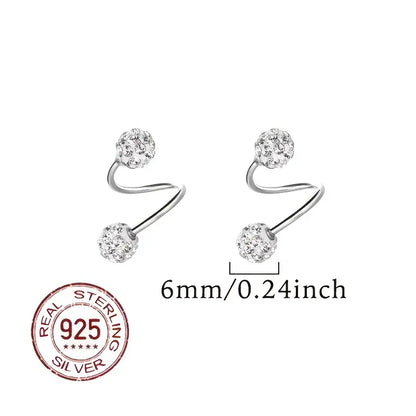 Boucles d'Oreilles Spirales à Double Tête Super Brillantes avec Zircon