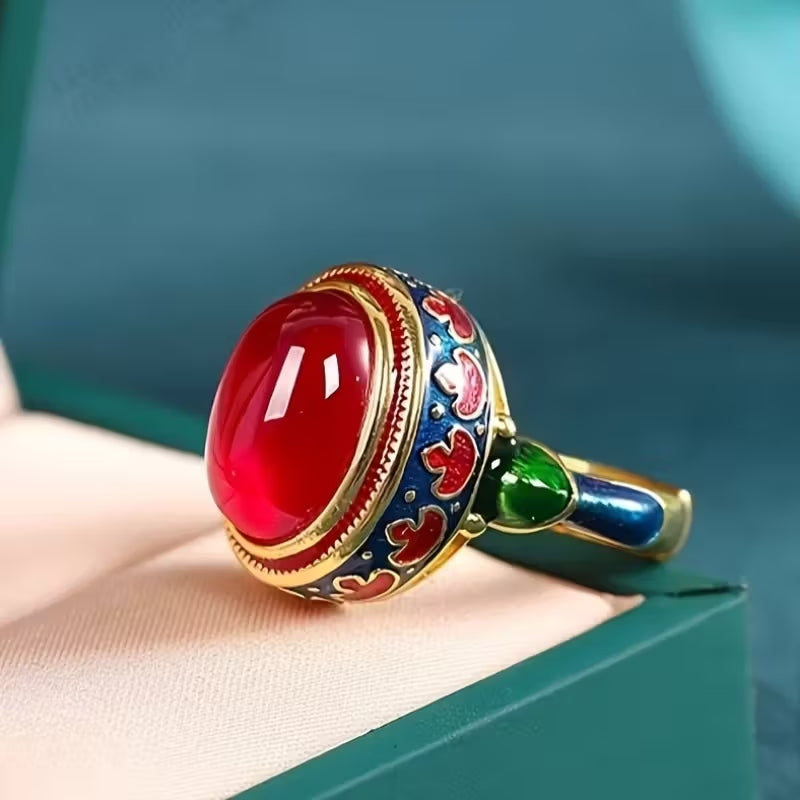 Bague peinte à la main vintage