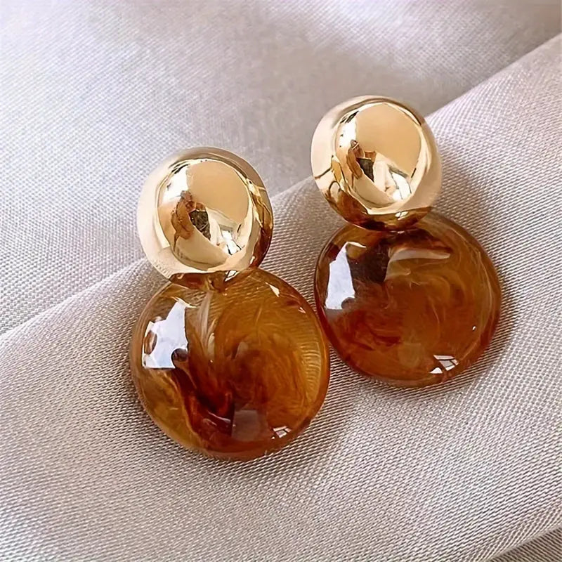 Boucles d'oreilles pendantes ambre Aurélie Dorées