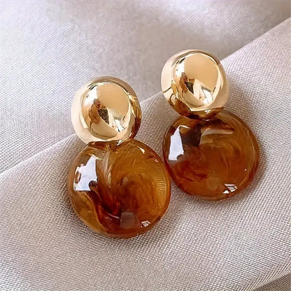 Boucles d'oreilles pendantes ambre Aurélie Dorées