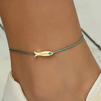 Bracelet de Cheville Poisson Doré Imperméable