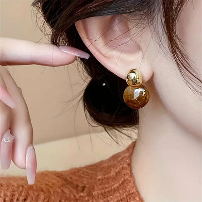 Boucles d'oreilles pendantes ambre Aurélie Dorées