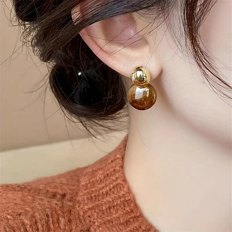 Boucles d'oreilles pendantes ambre Aurélie Dorées