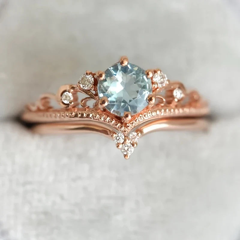 Bague Princesse Bleue en Or avec Zircon