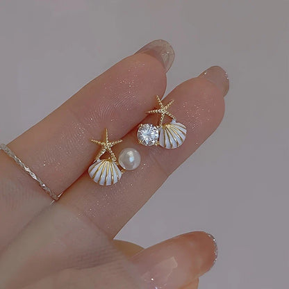 Boucles d'Oreilles Étoile de Mer et Coquillage Imperméables de Design