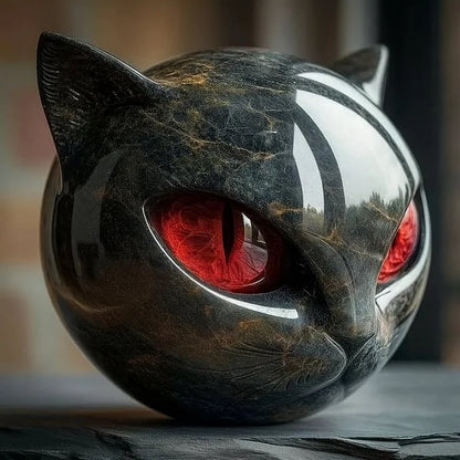Nyxcharm - Sculpture Mystique Représentant Une Tête De Chat Noir