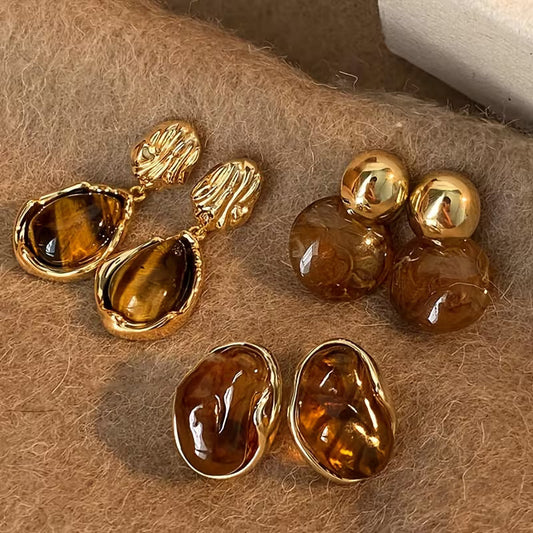 Set de 3 Boucles d'oreilles Style Français Vintage