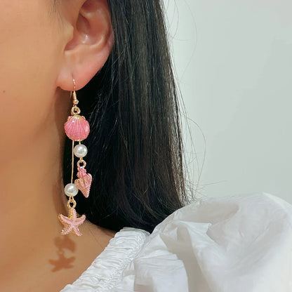 Boucles d'Oreilles Élégantes Coquillage, Étoile et Bigorneau de Mer