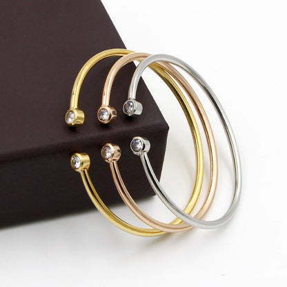 Bracelet Ouverte Dorée avec Cristaux Jumeaux