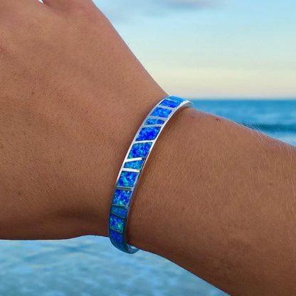 Bracelet d'Opale Bleue et Argent