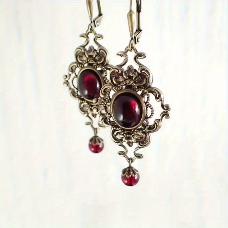 Boucles d'oreilles en gemme rouge