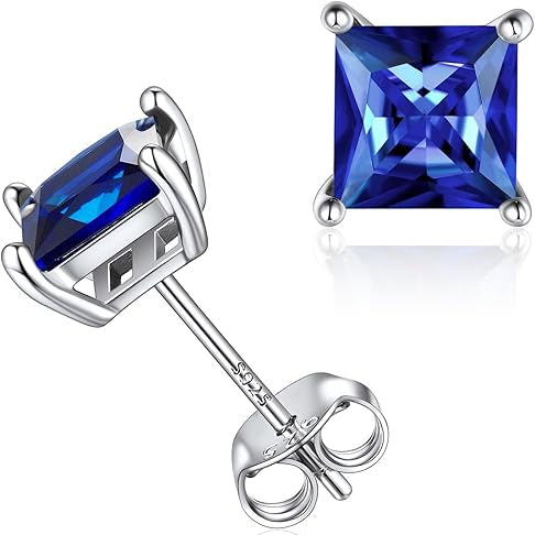 Boucles d'oreilles saphir minimalistes taille princesse