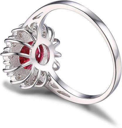 Bague halo rubis classique