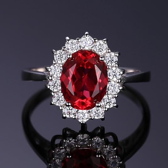 Bague halo rubis classique